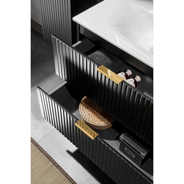 Szafka pod umywalkę 60cm 2 szuflady Czarny Mat ADEL BLACK 82-60-B-2S, Comad